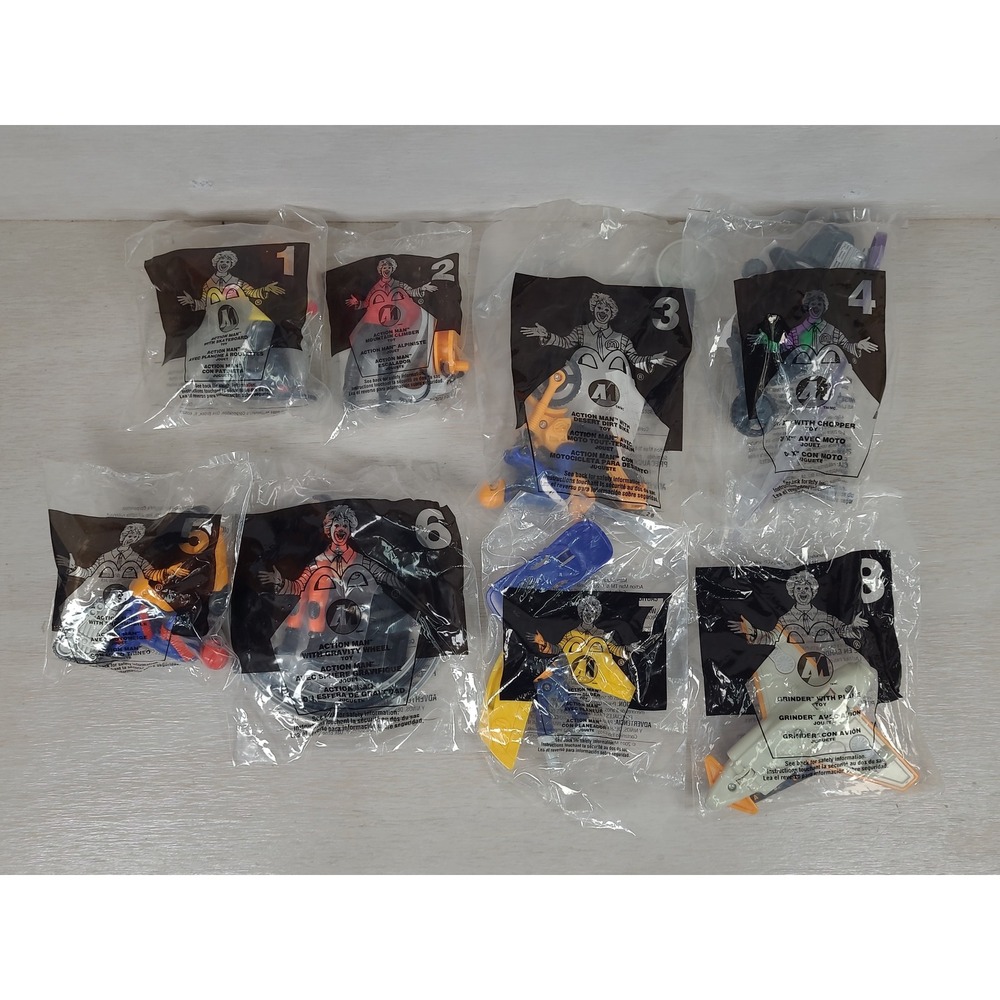 McDonalds Action Man Happy Meal Toys 2001 Complete Set of 8 New Sealed‎